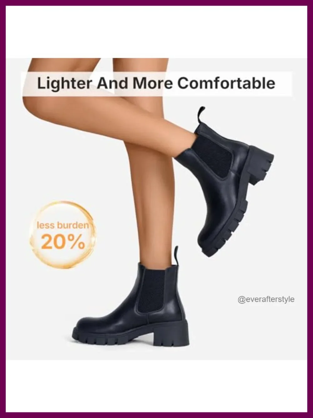 Faux Leather Chelsea Ankle Boots Platform Lug Sole Slip On Booties